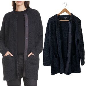Eileen Fisher Wool Blend Teddy Boucle Sweater Coat